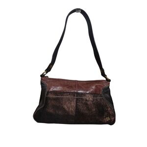 The Sak Iris Brown Leather Metallic Bronze Shimmer Shoulder Bag Boho Hobo Purse